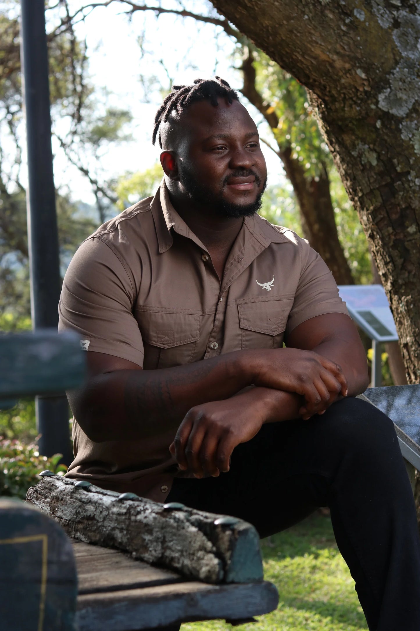 Double Stitched Vented Cotton Twirl Bush Shirts (Army Brown)