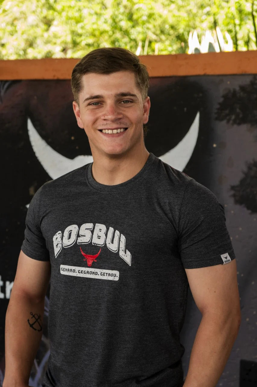 Bosbul Charcoal Melange With Red Stitching T-Shirt