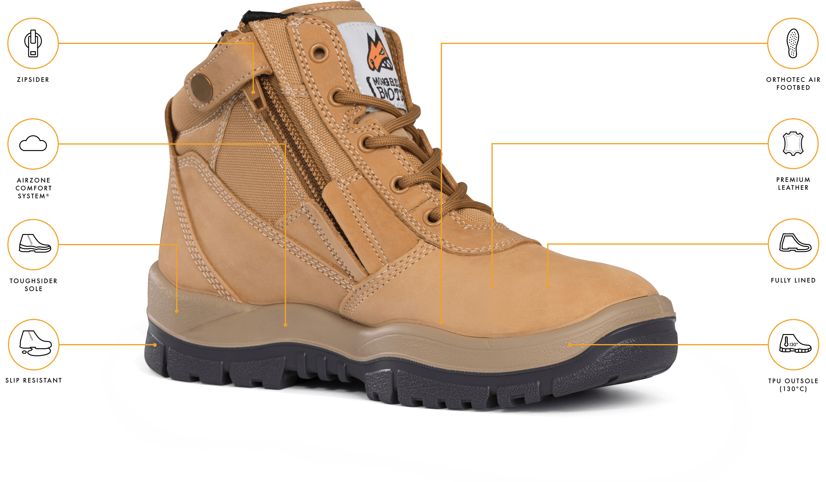 961 NON-SAFETY ZIPSIDER BROWN BOOT