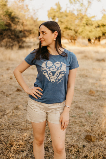 Bosbok Denim Melange T-shirt with Heart Print