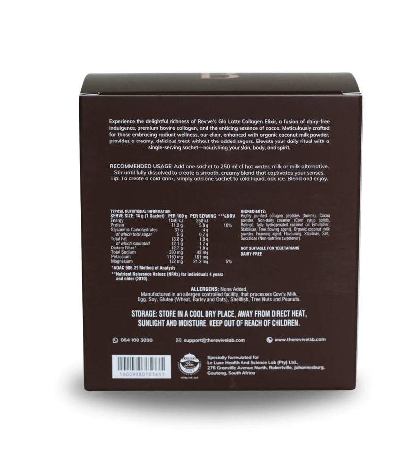 REVIVE - Glo Latte Collagen Elixir Chocolate Cocoa 20x14g