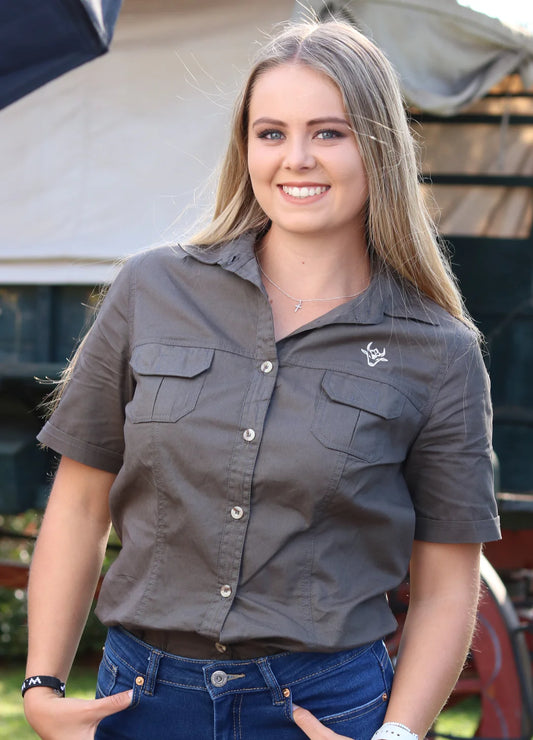 Bosbok Double Stitched Cotton Twirl Bush Shirts Olive