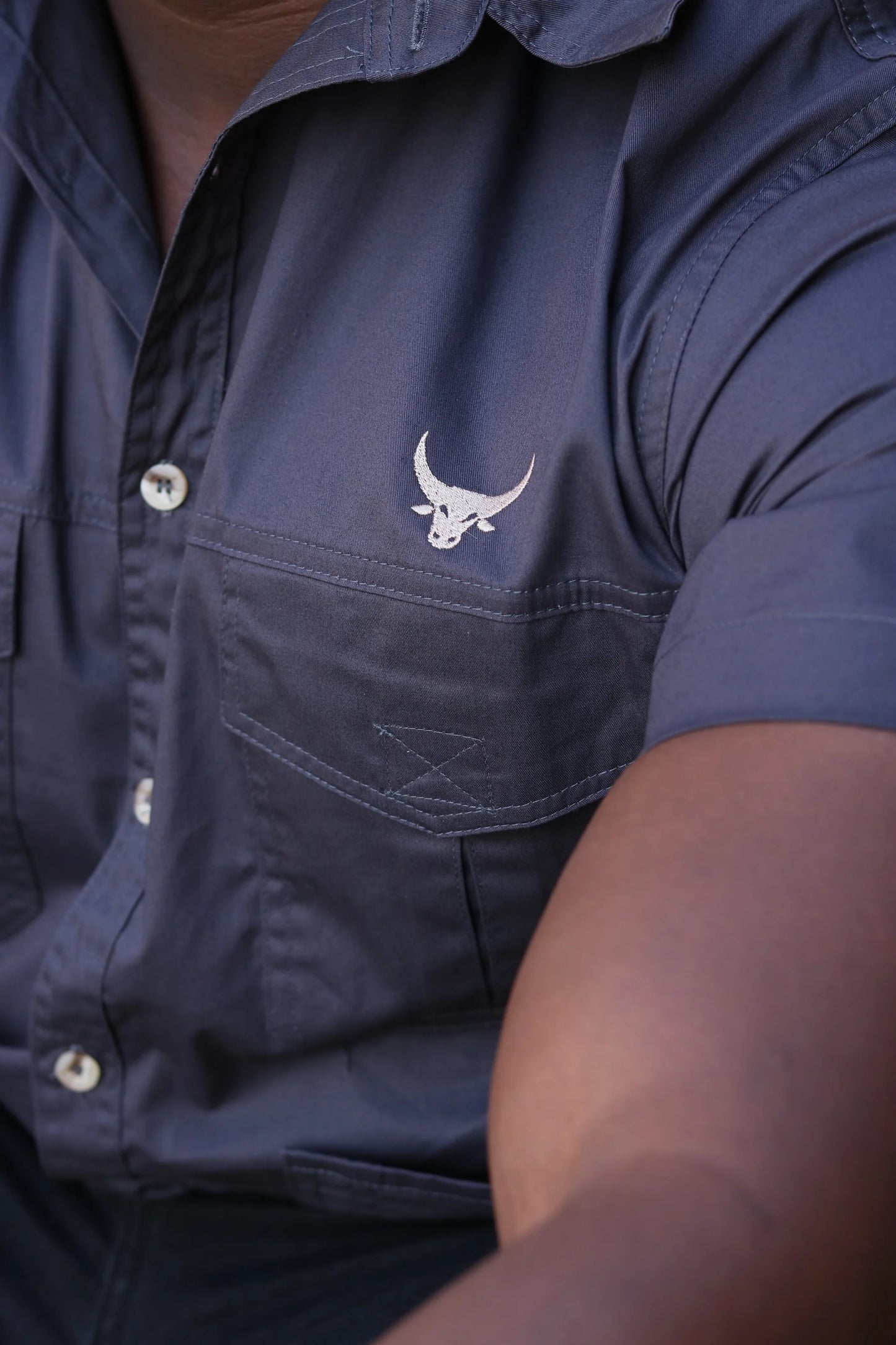 Double Stitched Vented Cotton Twirl Bush Shirts (Petrol Blue)