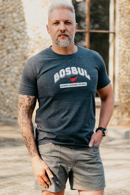 Bosbul Charcoal Melange With Red Stitching T-Shirt