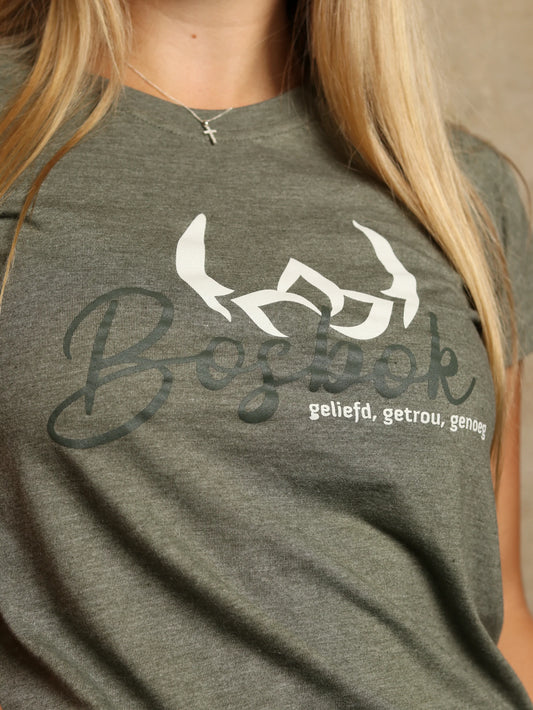 Bosbok Olive Melange T-shirt with Slogan